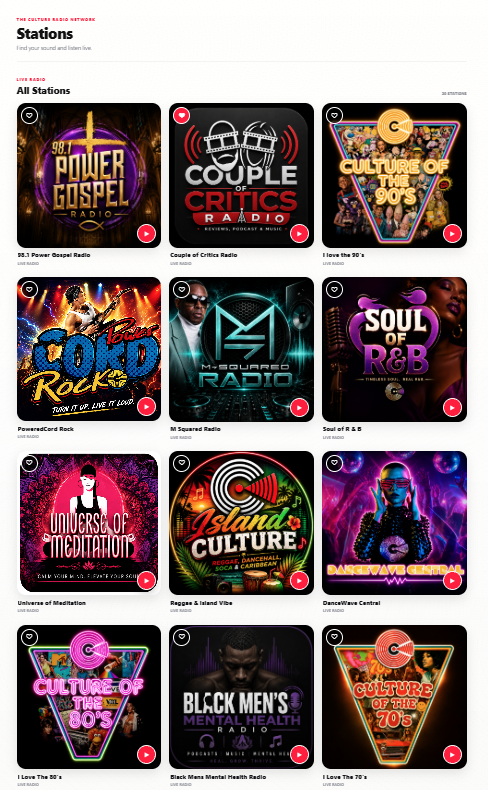 Culture Radio stations screen